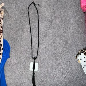 Black and White Tassel Fashion Necklace